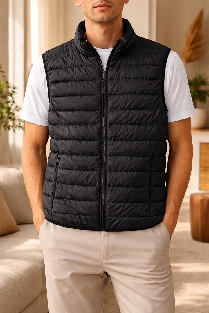 Herrens vadderade zip-front bodywarmer lättvikts lager vest