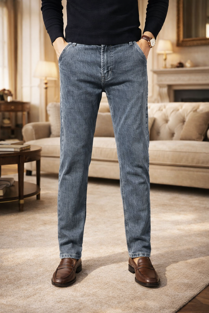 Herrers tapered leg denim jeans för avslappnad och smart vardagsbruk