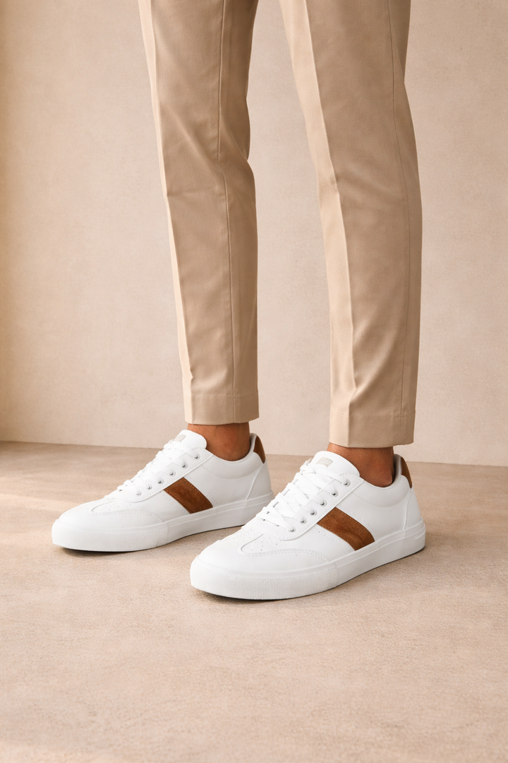 Herrars Snörade Casual Sneakers Platt Sula Vardagsskor