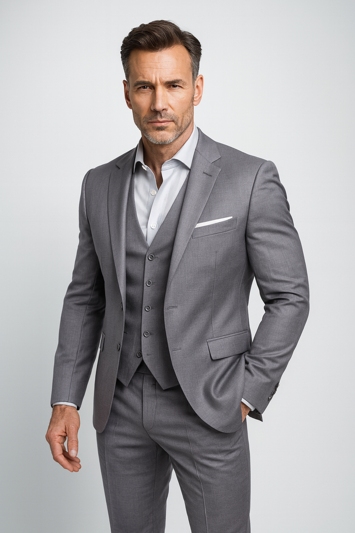 Herrars tre-delade slim fit formella kostym och västset
