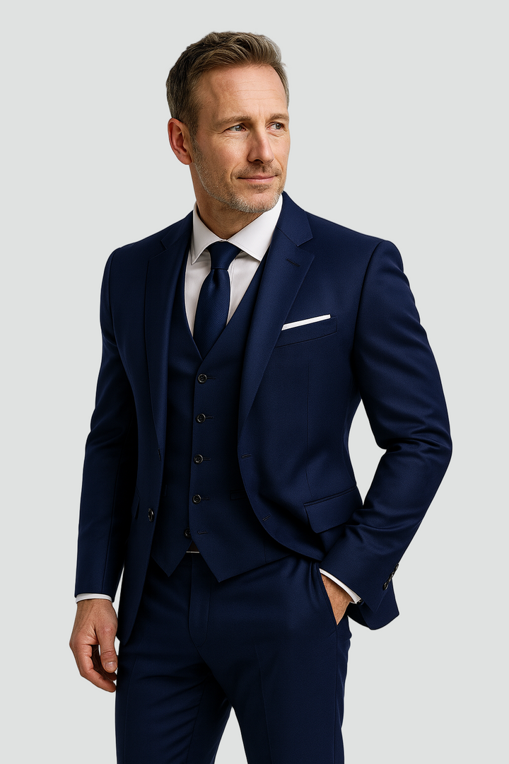 Herrars tre-delade slim fit formella kostym och västset