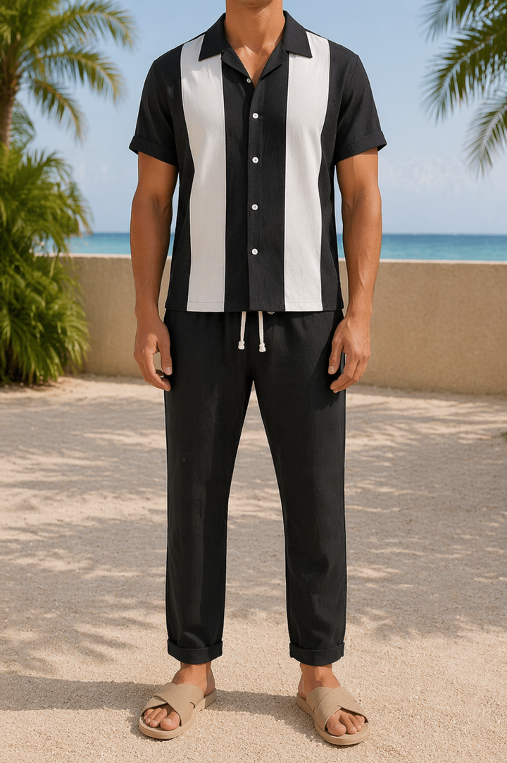 Herrlinne Tvådelad Set Kortärmad Sommar Co-Ord Outfit