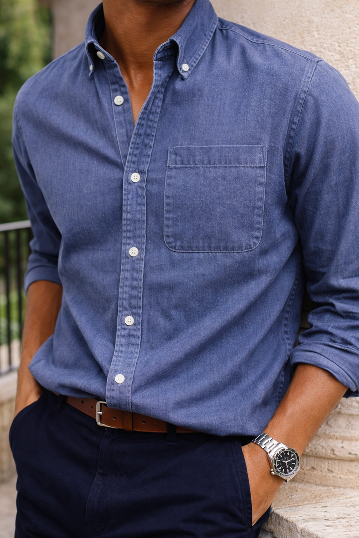 Herrens bomullskjorta med knappar - Everyday Smart Casual