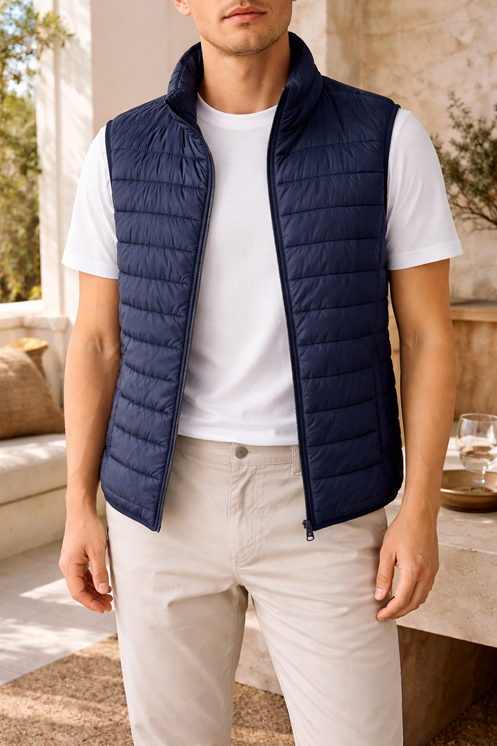 Herrens vadderade zip-front bodywarmer lättvikts lager vest