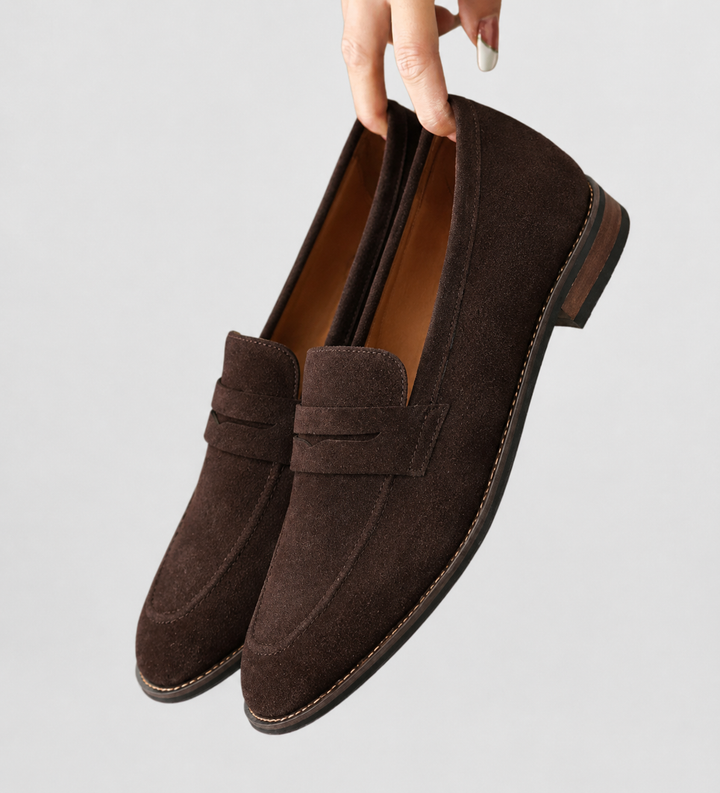 Kvinnors Suede Penny Loafers Klassiska Platta Vardagsskor