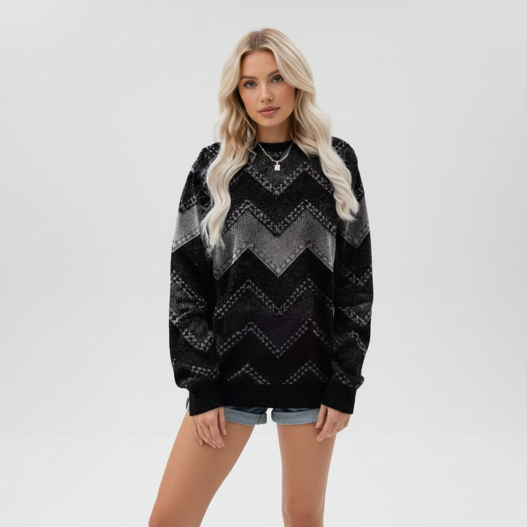 Kvinnors Tryckt Crew Neck Tröja Avslappnad Långärmad Passform
