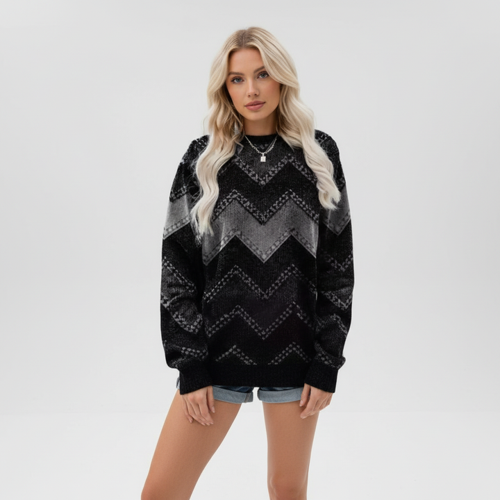 Kvinnors Tryckt Crew Neck Tröja Avslappnad Långärmad Passform