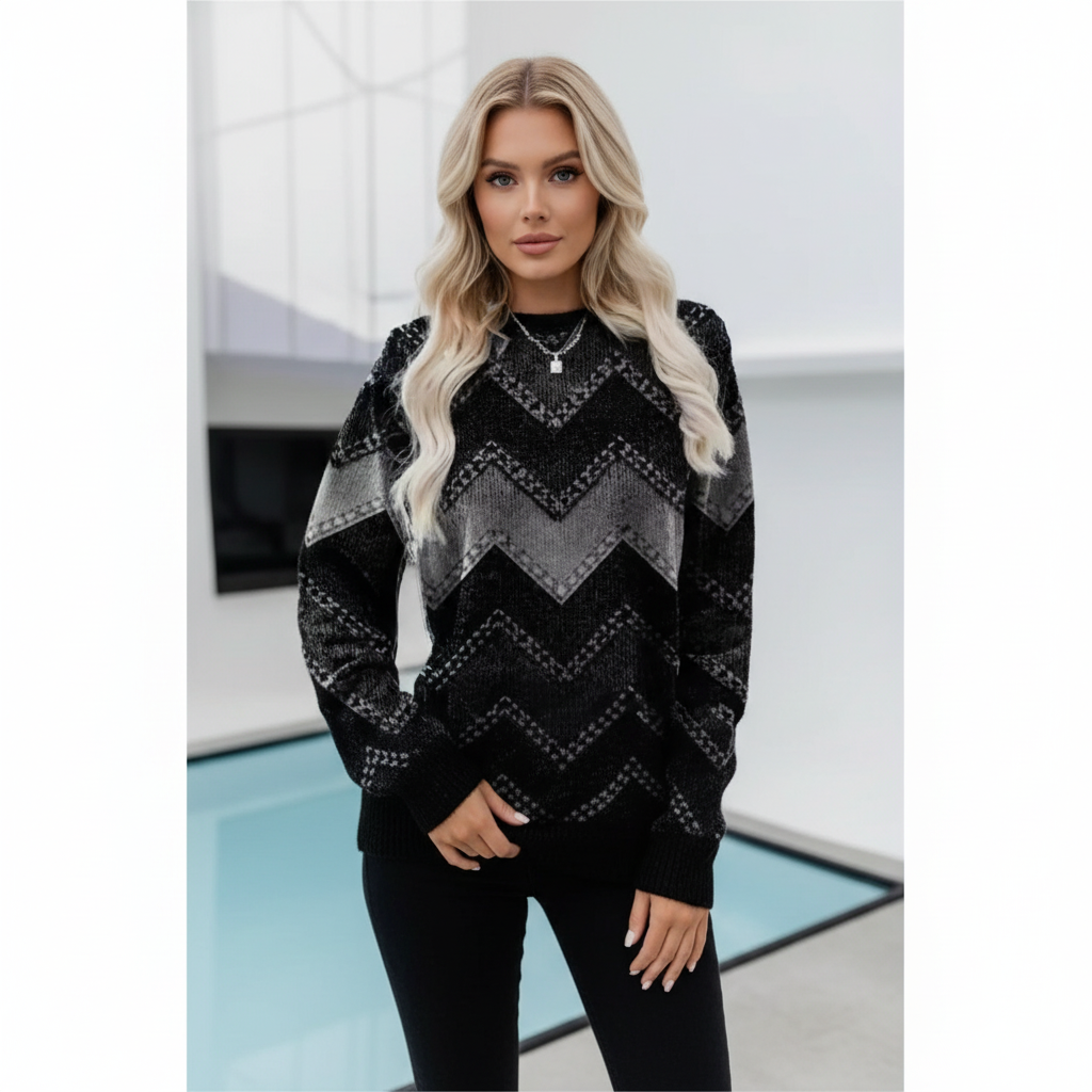 Kvinnors Tryckt Crew Neck Tröja Avslappnad Långärmad Passform