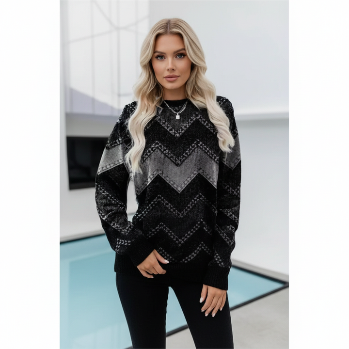 Kvinnors Tryckt Crew Neck Tröja Avslappnad Långärmad Passform