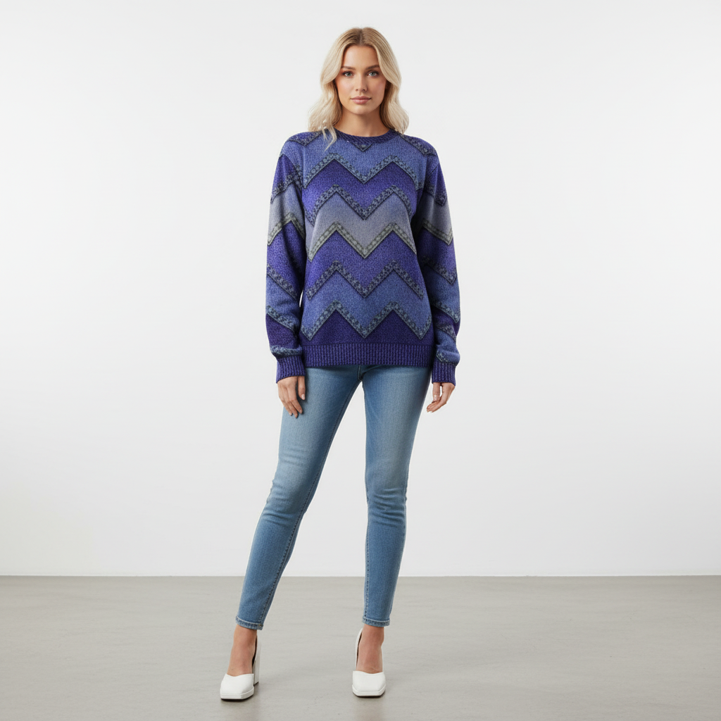 Kvinnors Tryckt Crew Neck Tröja Avslappnad Långärmad Passform
