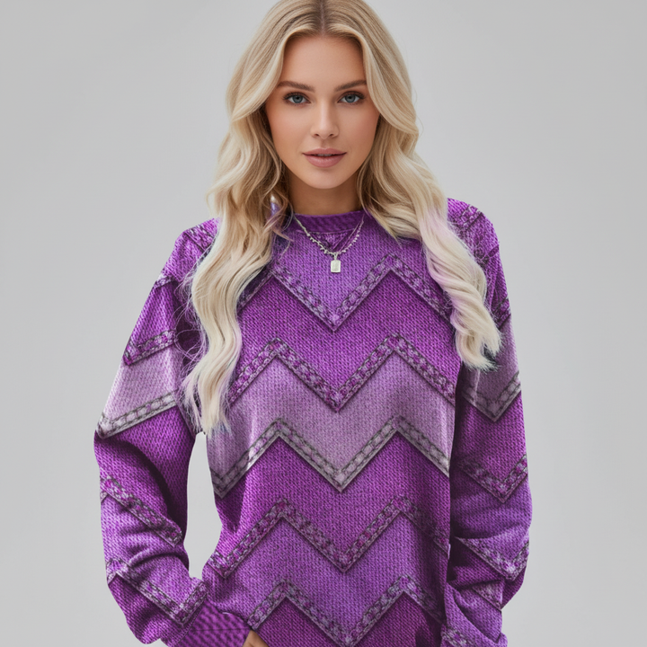 Kvinnors Tryckt Crew Neck Tröja Avslappnad Långärmad Passform