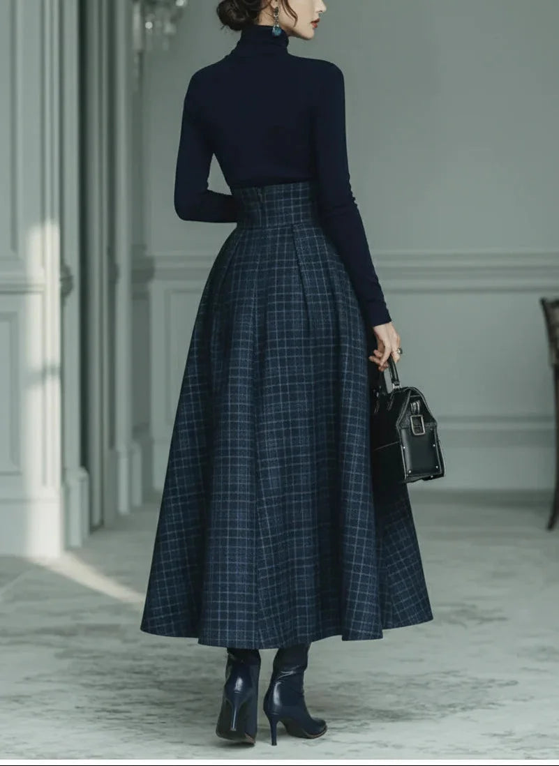 Kvinnors Turtleneck Kjol Co-Ord Set – Högmidjad A-linje Höst- och Vinterklädsel