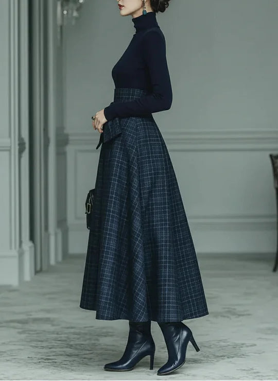 Kvinnors Turtleneck Kjol Co-Ord Set – Högmidjad A-linje Höst- och Vinterklädsel