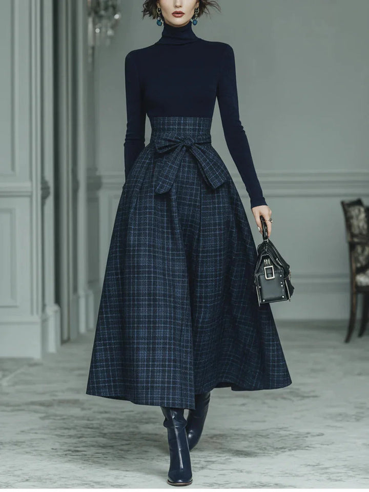 Kvinnors Turtleneck Kjol Co-Ord Set – Högmidjad A-linje Höst- och Vinterklädsel