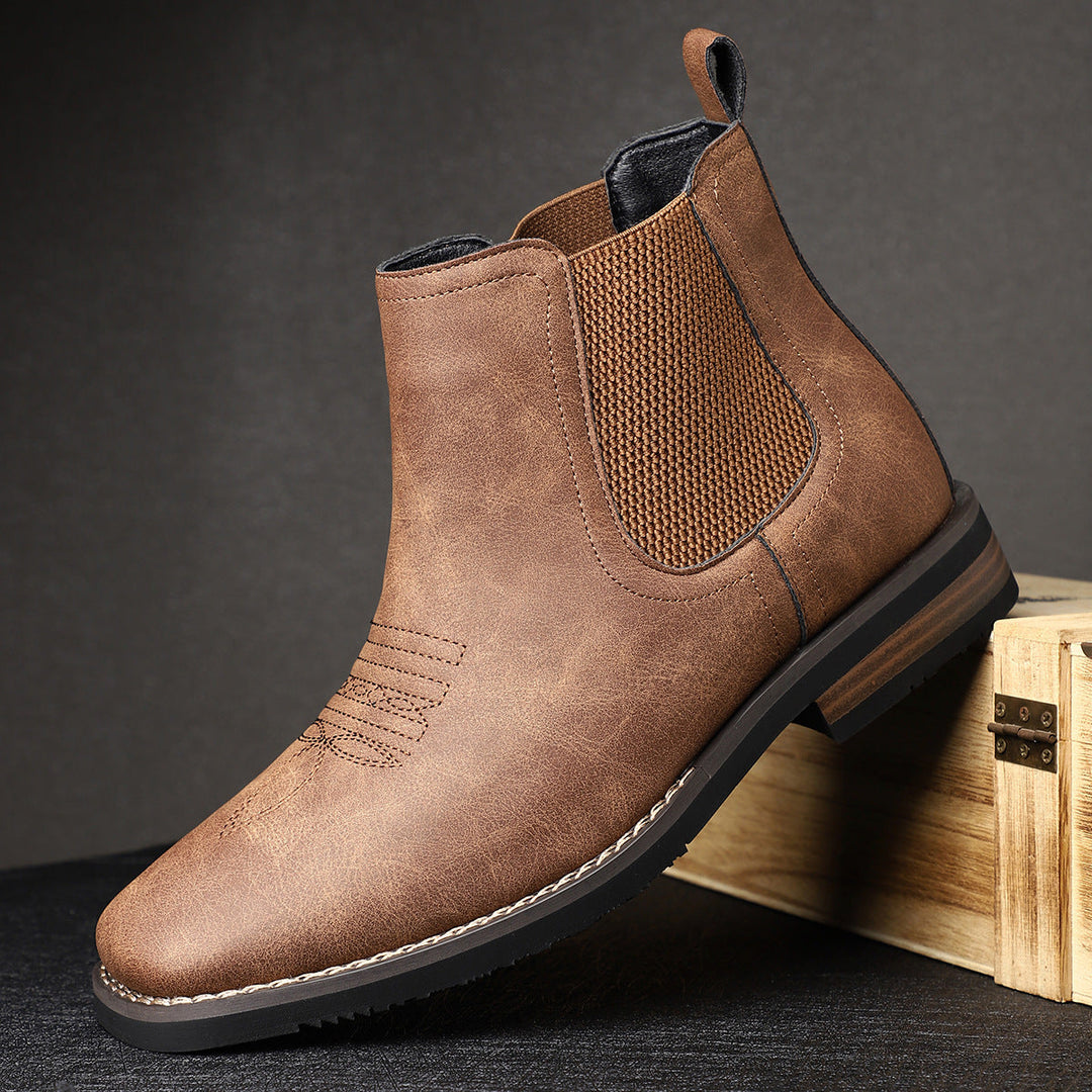Herrklassiska Chelsea Boots Bekväma Smart Casual Läder Skor
