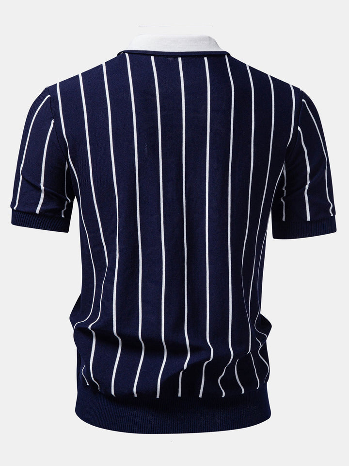 Herrstickad knapp-up skjorta och raka byxor set – Smart casual sommar set