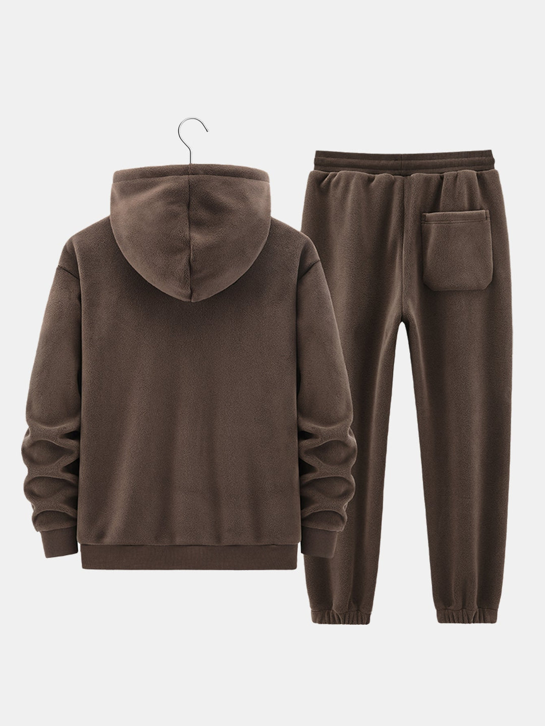 Herrars Vinter Hoodie och Jogger Set – Teddy-fodrad Tvådelad för Komfort i Kallt Väder