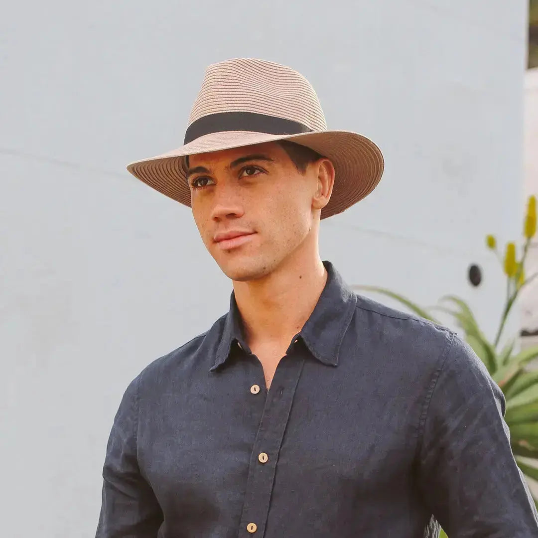 Herrarnas Klassiska Fedora Solhatt Med UV-Skydd Och Justerbar Passform