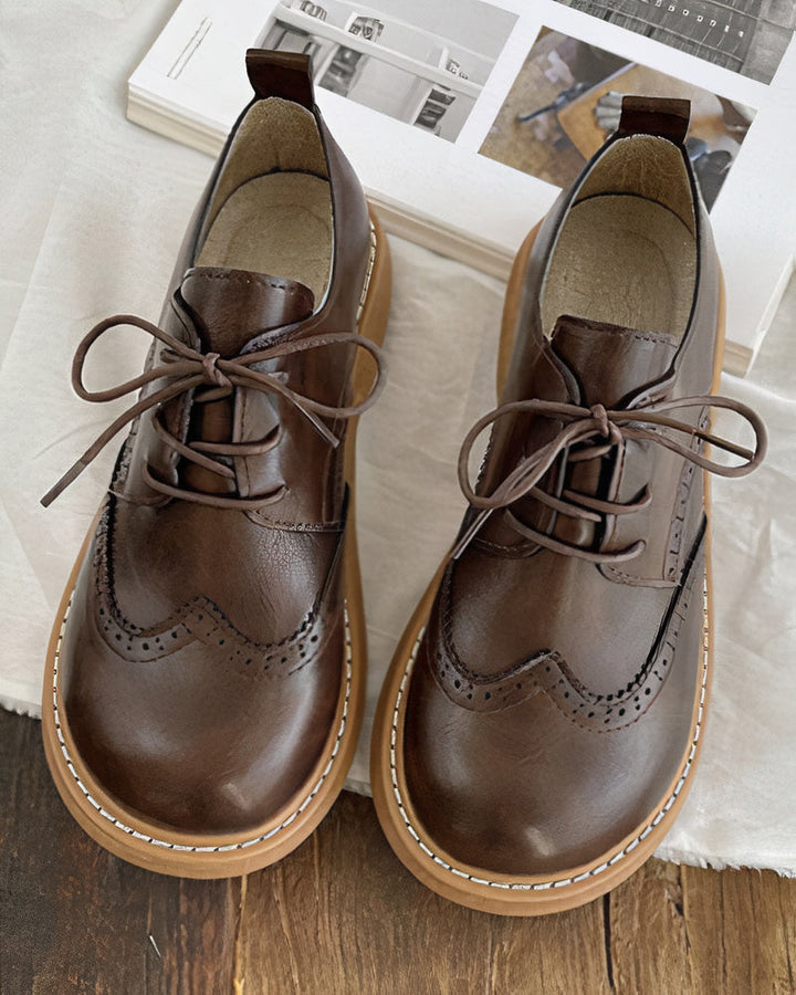 Kvinnors Retro Oxford Skor – Klassisk Elegant Snörning Hållbar Komfort för Smart Avslappnad Stil
