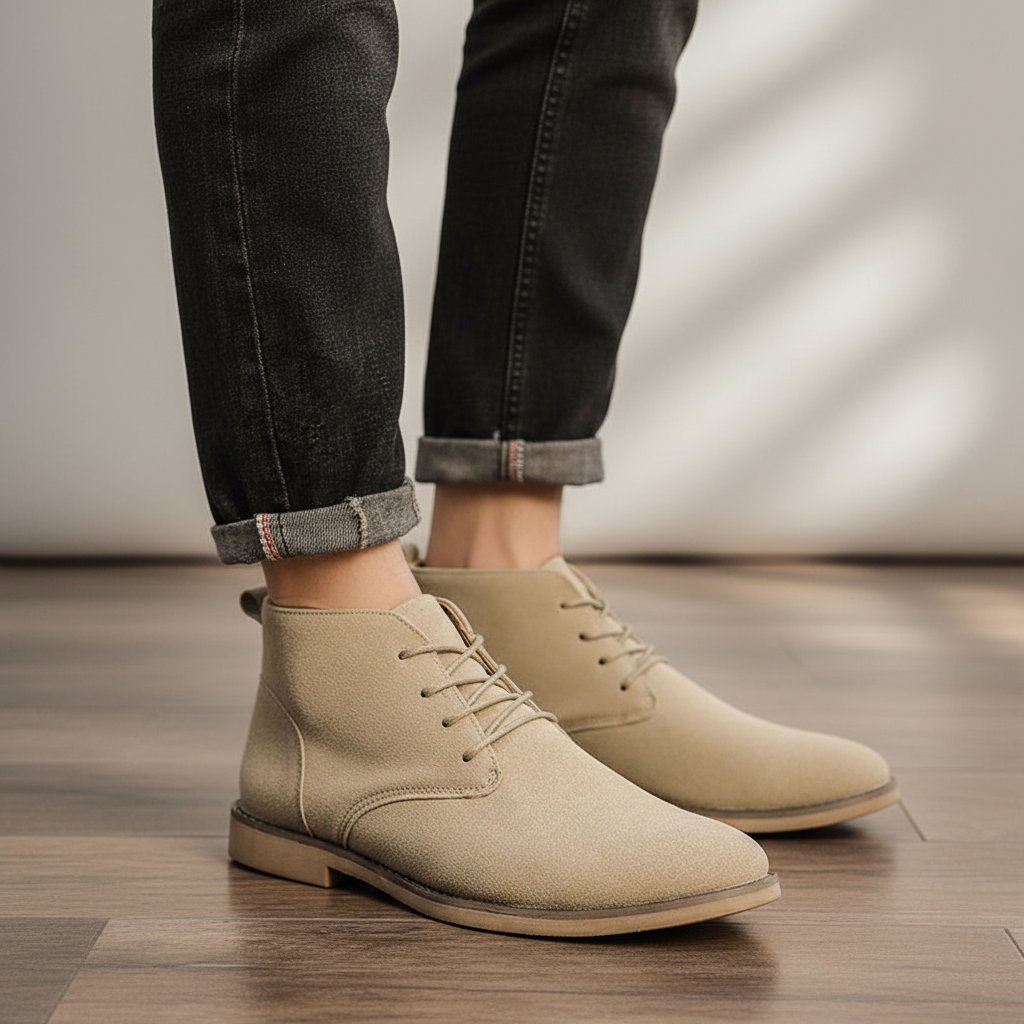 Herrens PU Nubuck Chukka Boots – Smart Snörskor för Dagligt Användande