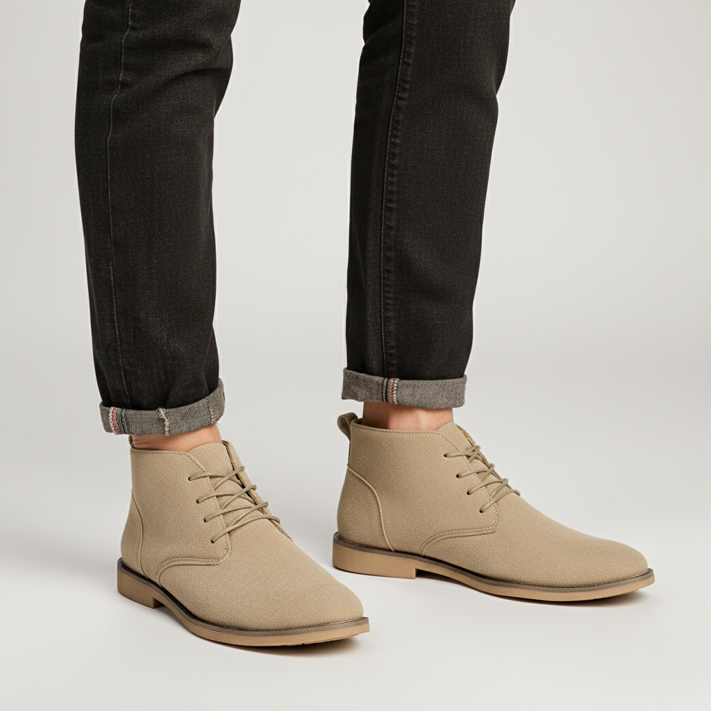 Herrens PU Nubuck Chukka Boots – Smart Snörskor för Dagligt Användande