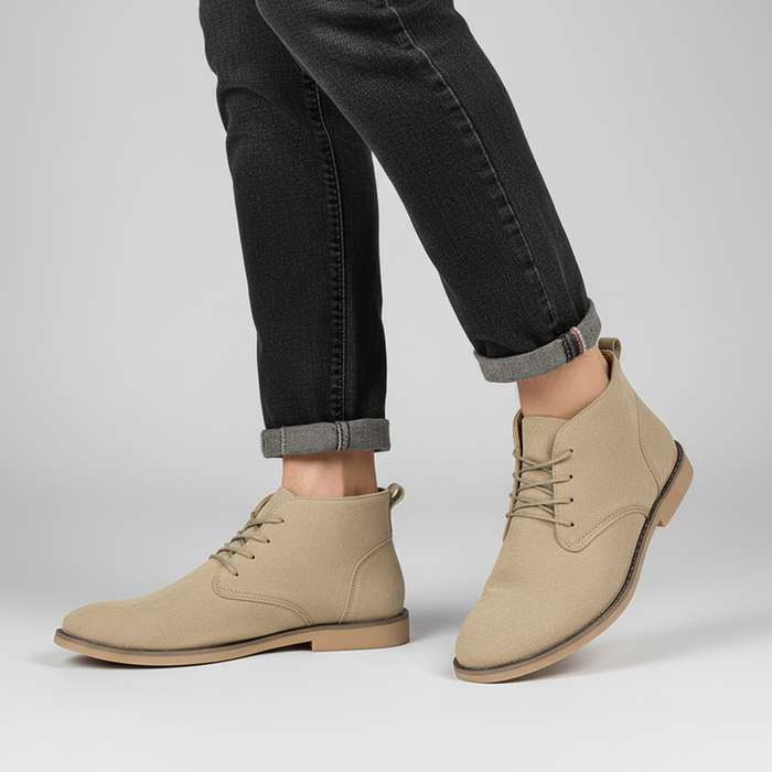 Herrens PU Nubuck Chukka Boots – Smart Snörskor för Dagligt Användande