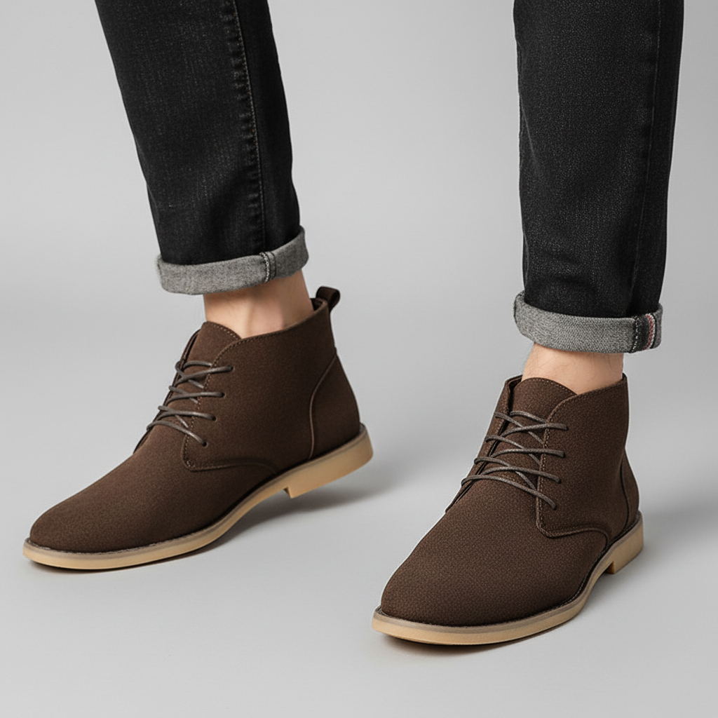 Herrens PU Nubuck Chukka Boots – Smart Snörskor för Dagligt Användande