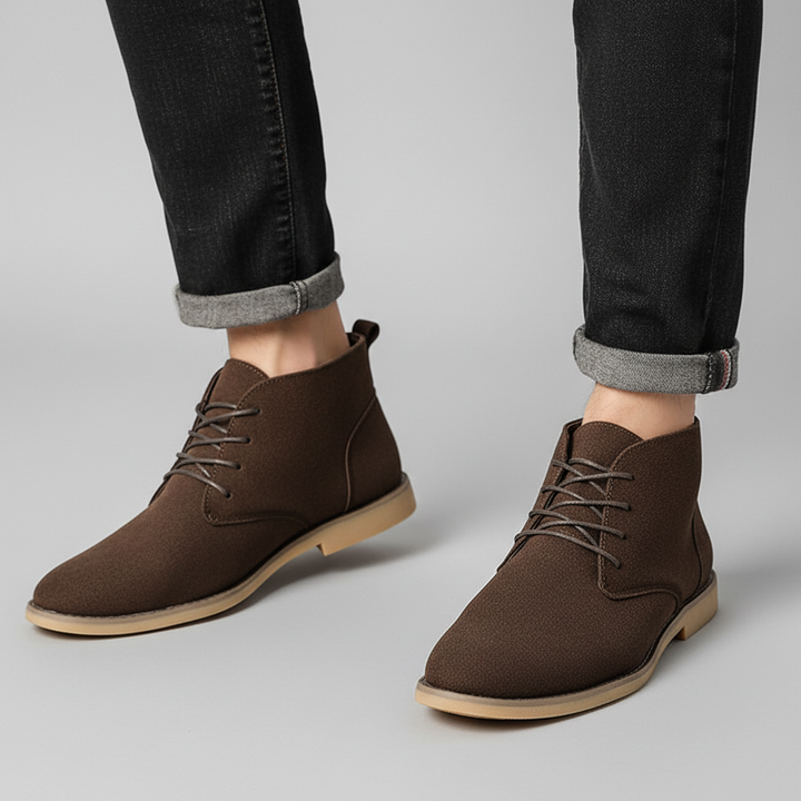 Herrens PU Nubuck Chukka Boots – Smart Snörskor för Dagligt Användande