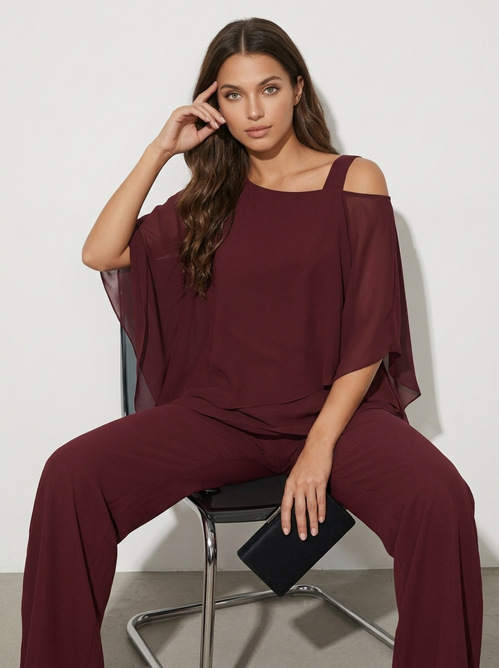 Kvinnors Chiffon Overlay Vid Ben Afton Co Ord Set