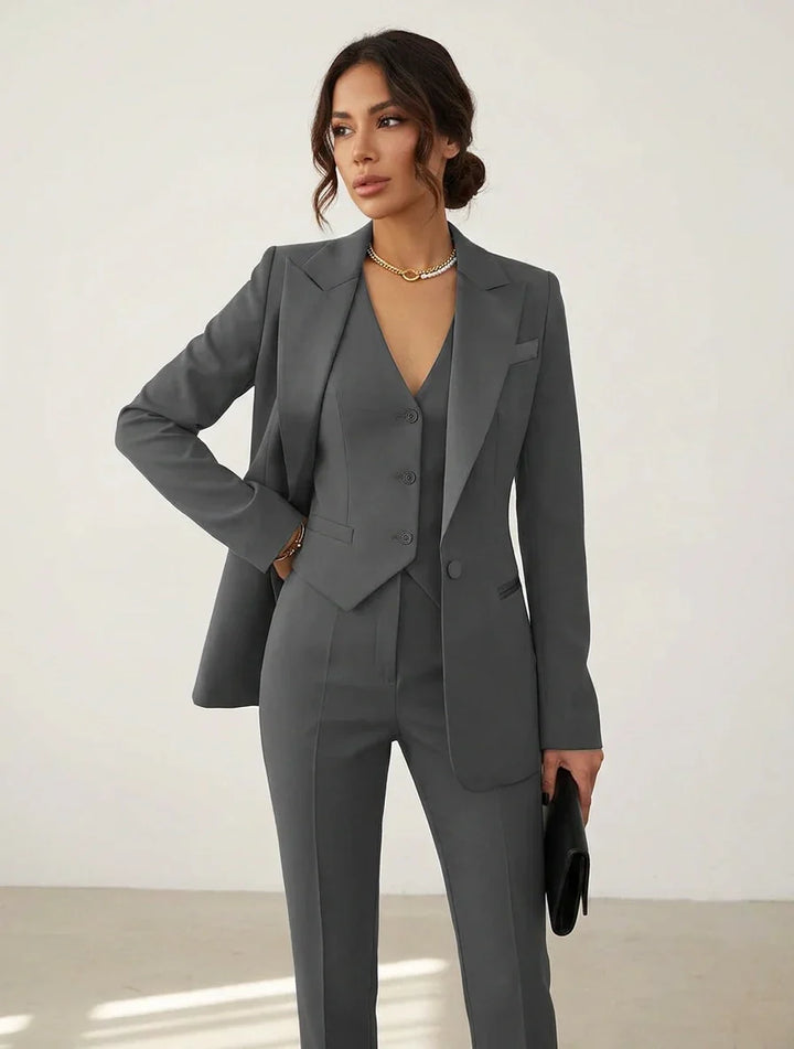 Kvinnors skräddarsydda tre-delade blazer, väst och byxor