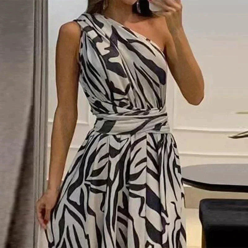 Kvinnors Tryckta Modeklänning – Elegant Smickrande Lätt Andningsbar Stilfull Daglig Chic Outfit