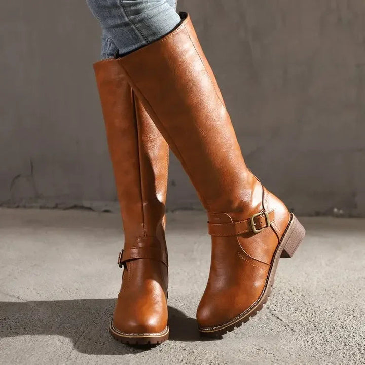 Kvinnors Stövlar med Spänne Detalj, Knähöga, För Vardagsbruk