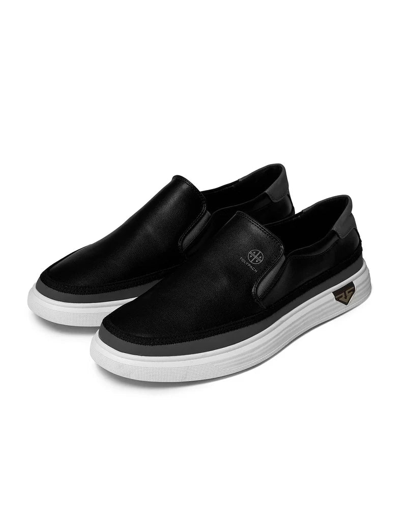 Herrars lätta läder slip-on vardagskomfort tränare
