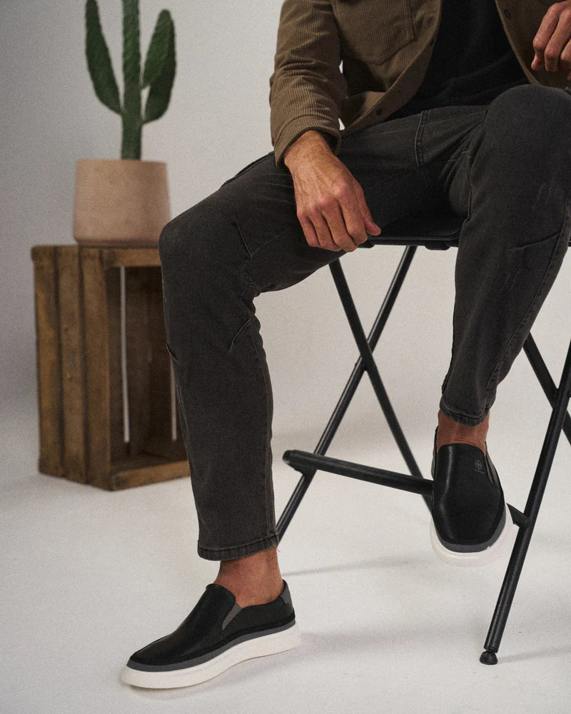 Herrars lätta läder slip-on vardagskomfort tränare