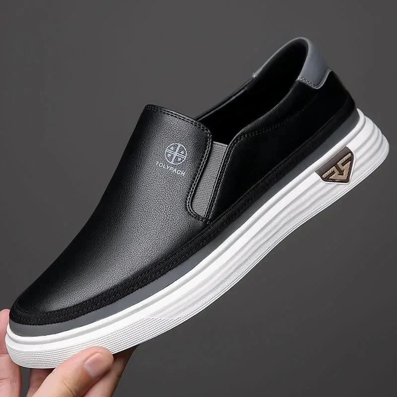 Herrars lätta läder slip-on vardagskomfort tränare