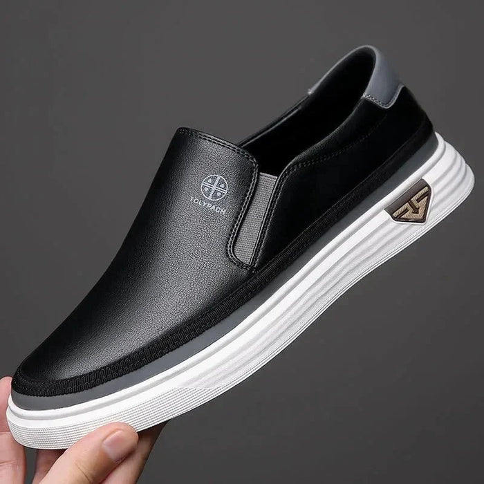 Herrars lätta läder slip-on vardagskomfort tränare