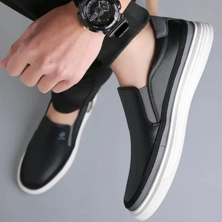 Herrars lätta läder slip-on vardagskomfort tränare