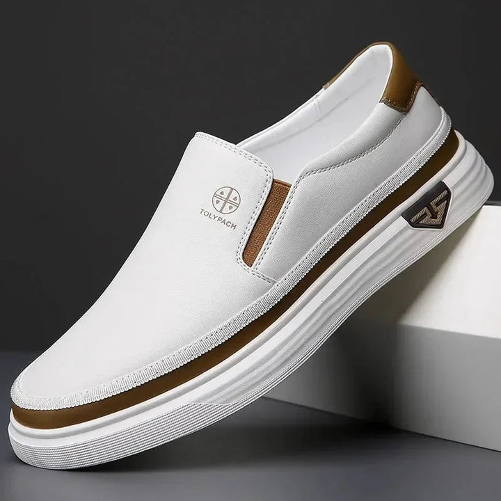 Herrars lätta läder slip-on vardagskomfort tränare