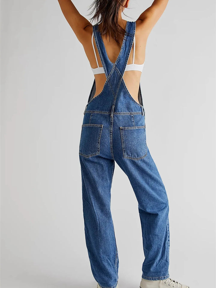 Kvinnors Stretch Denim Byxor – Avslappnade Arbetsoverall för Vardagsbruk