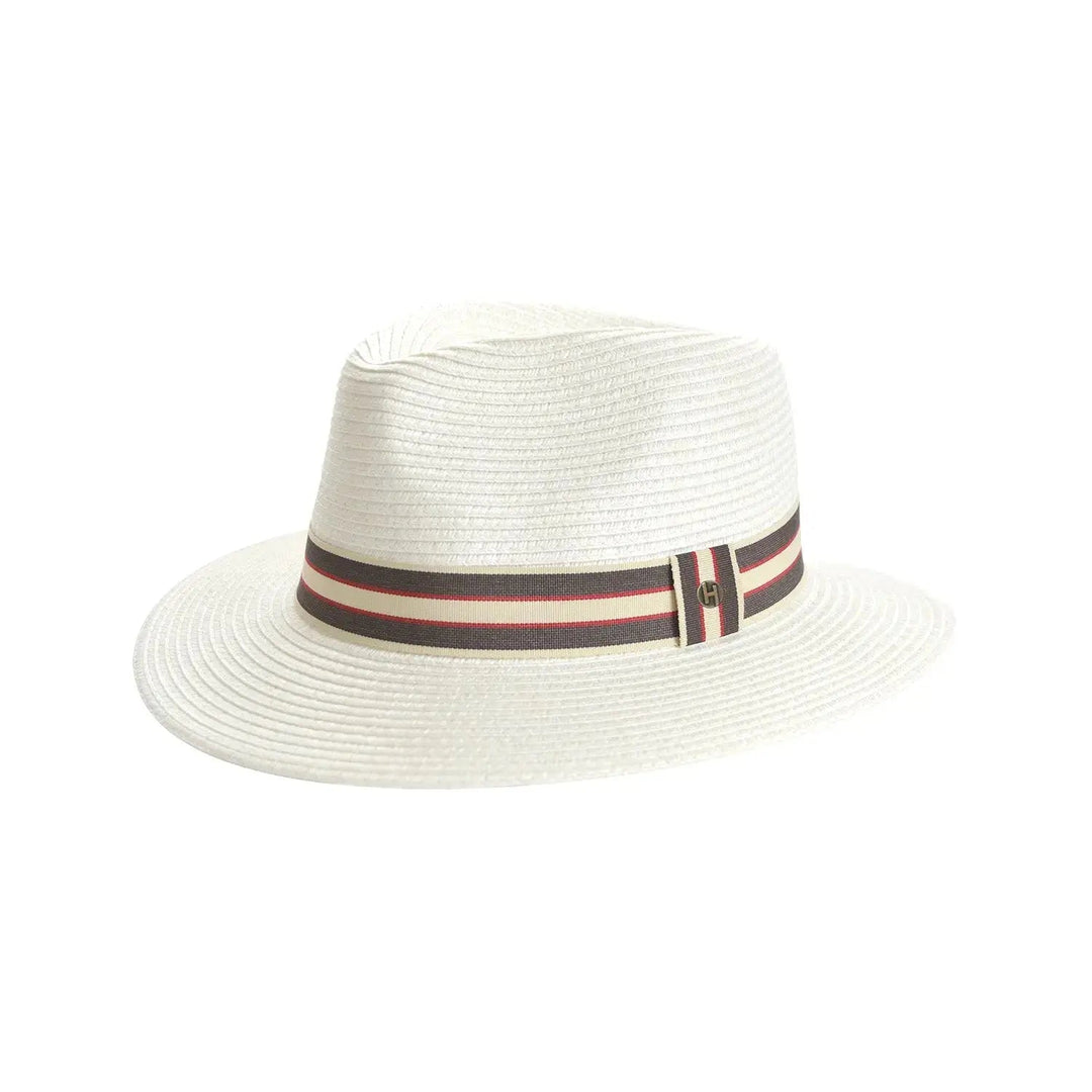 Herrars randiga band fedora solhatt för sommarresor och vardagsstil