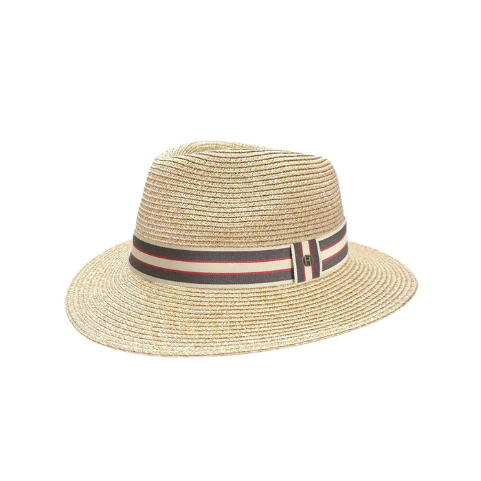 Herrars randiga band fedora solhatt för sommarresor och vardagsstil