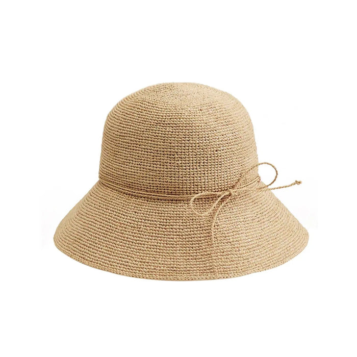 Kvinnors Raffia Cloche Solhatt Rullbar Resedesign