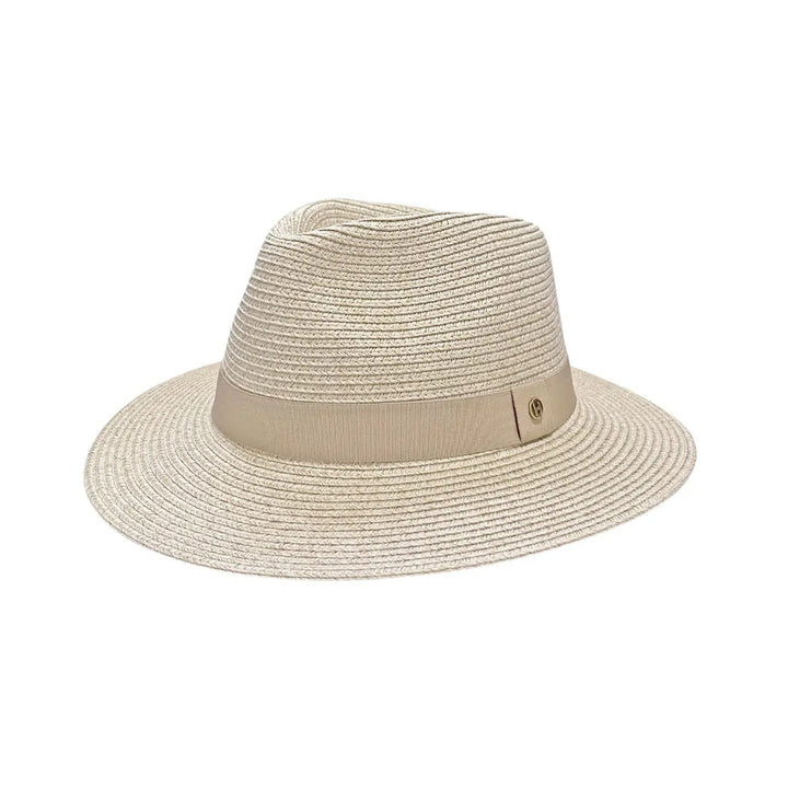 Kvinnors Vävd Fedora Solhatt med Ribbdesign