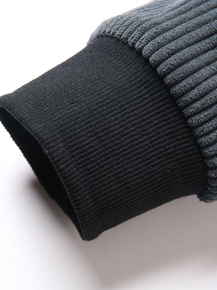 Herrarnas Corduroy Polo Sweatshirt – Avslappnad Retro Lager för Höst och Vinter