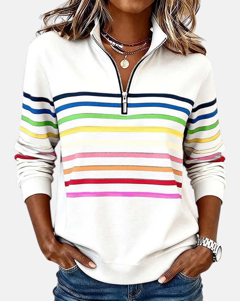 Kvinnors Zip-Neck Sweatshirt – Högkrage Casual Topp för Höst och Vinter