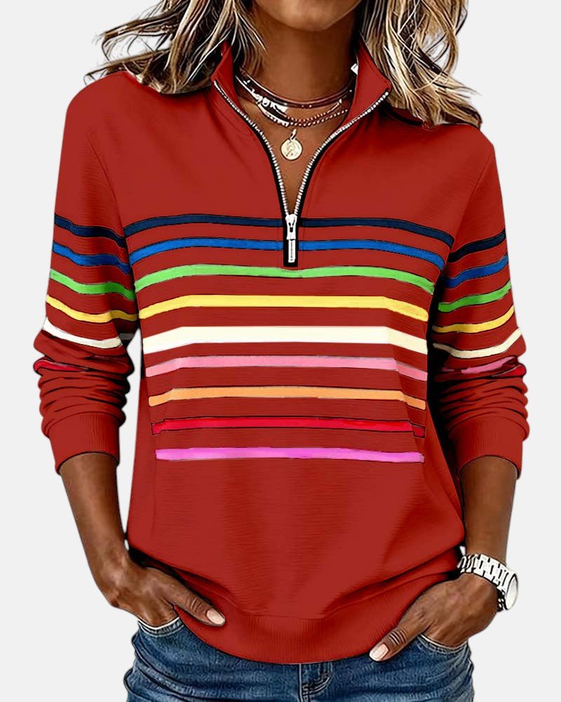 Kvinnors Zip-Neck Sweatshirt – Högkrage Casual Topp för Höst och Vinter