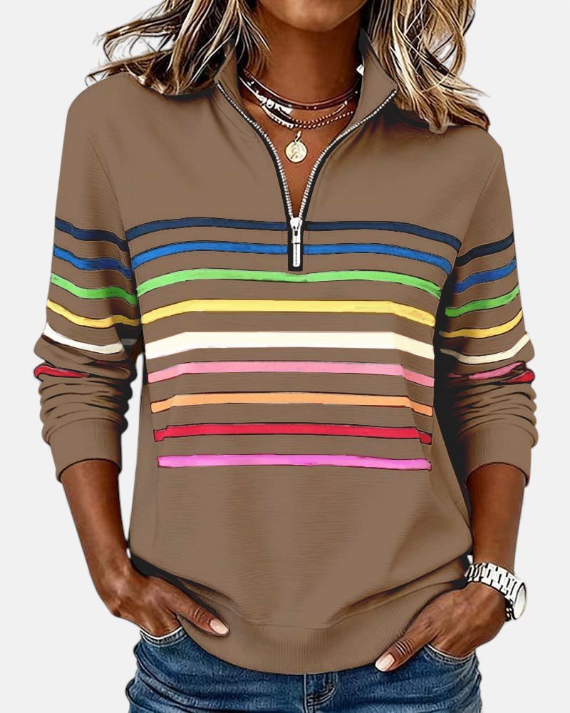 Kvinnors Zip-Neck Sweatshirt – Högkrage Casual Topp för Höst och Vinter