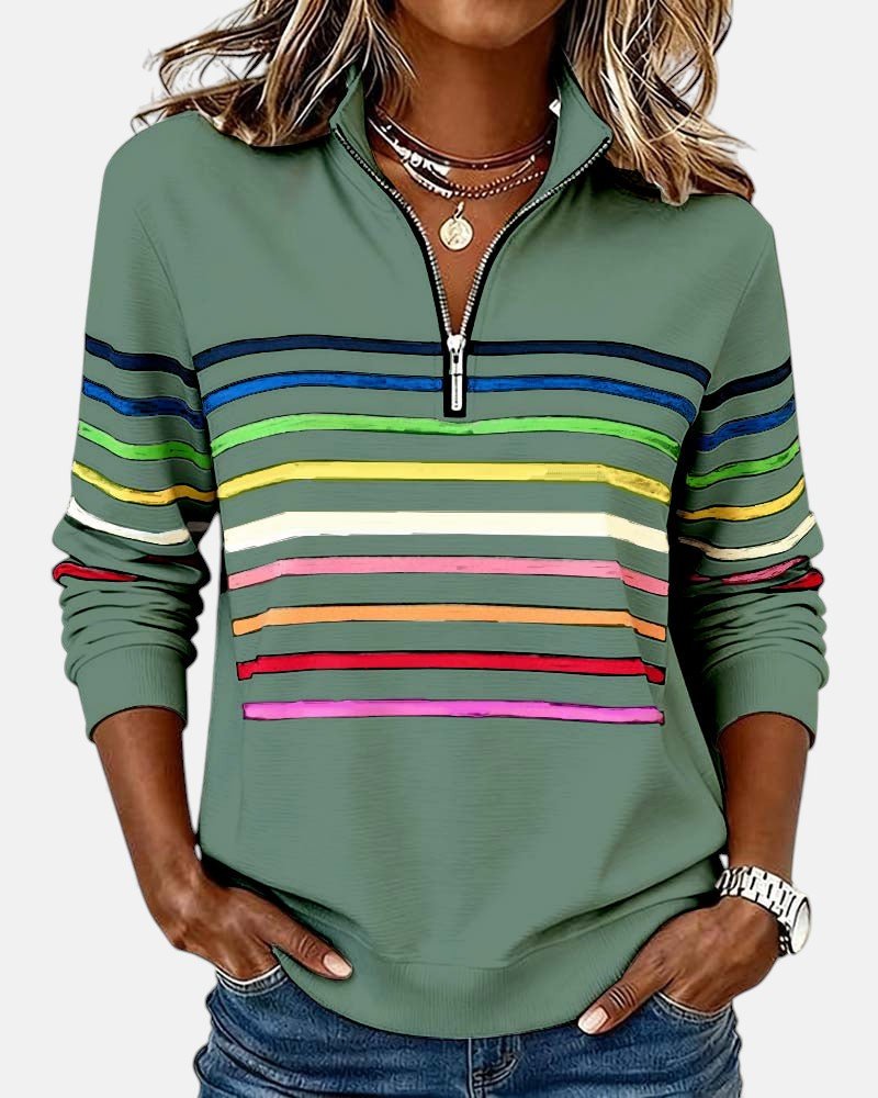 Kvinnors Zip-Neck Sweatshirt – Högkrage Casual Topp för Höst och Vinter