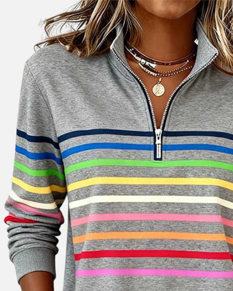 Kvinnors Zip-Neck Sweatshirt – Högkrage Casual Topp för Höst och Vinter