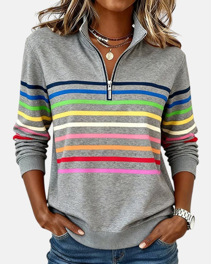 Kvinnors Zip-Neck Sweatshirt – Högkrage Casual Topp för Höst och Vinter